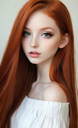 AI girl with red hair wallpaper