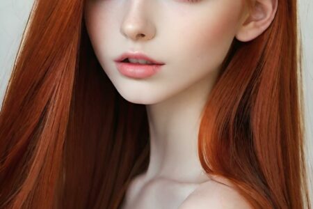 AI girl with red hair wallpaper