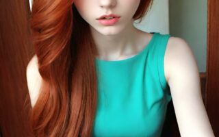 AI girl with red hair wallpaper