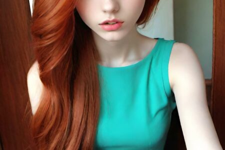 AI girl with red hair wallpaper