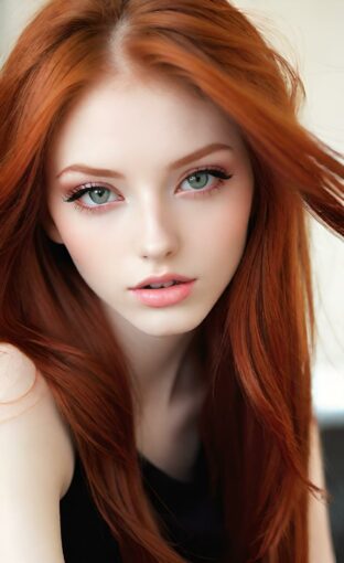 AI girl with red hair wallpaper