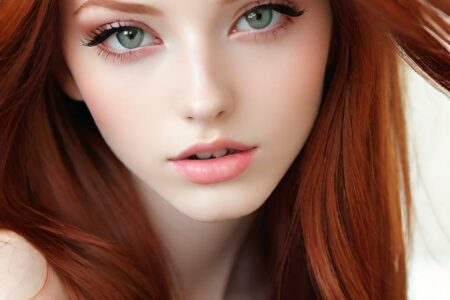 AI girl with red hair wallpaper