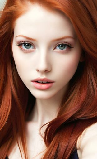 AI girl with red hair wallpaper