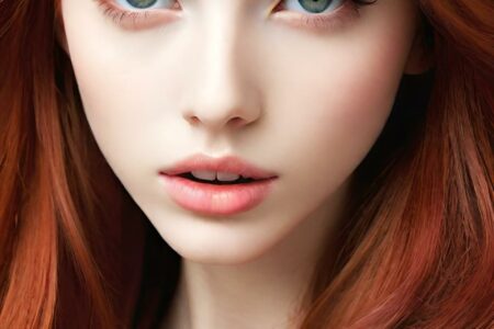 AI girl with red hair wallpaper