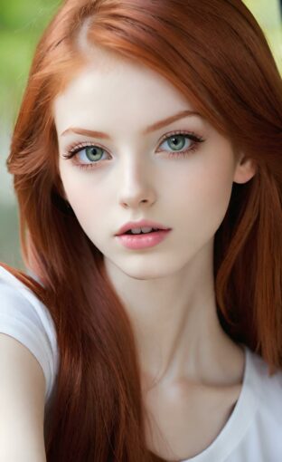 AI girl with red hair wallpaper
