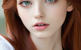 AI girl with red hair wallpaper