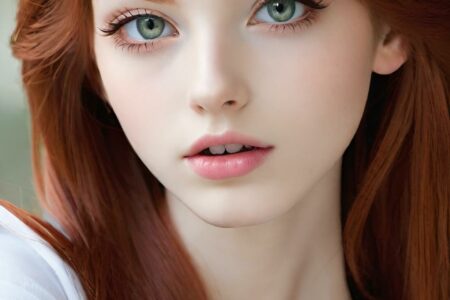 AI girl with red hair wallpaper