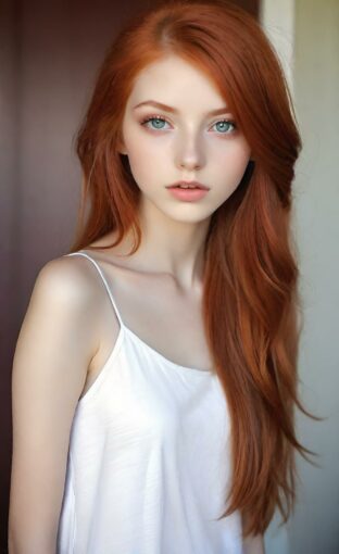 AI girl with red hair wallpaper