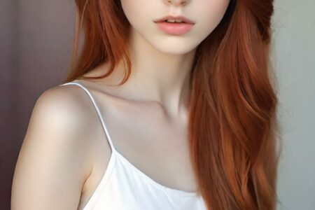 AI girl with red hair wallpaper