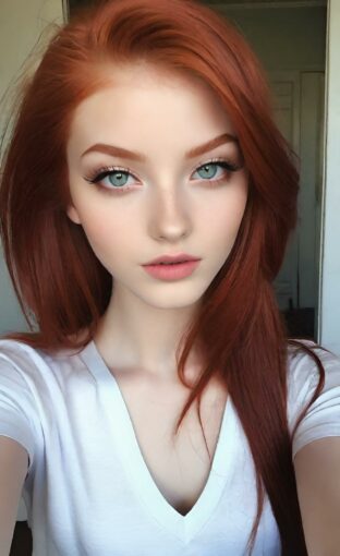 AI girl with red hair wallpaper