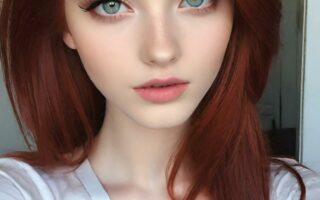 AI girl with red hair wallpaper