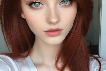 AI girl with red hair wallpaper