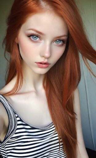 AI girl with red hair wallpaper