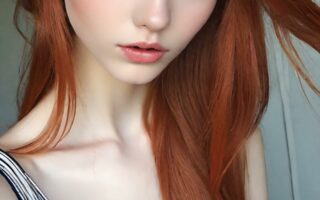 AI girl with red hair wallpaper