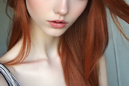 AI girl with red hair wallpaper