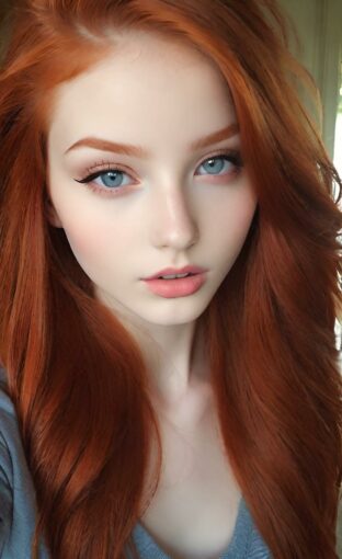 AI girl with red hair wallpaper