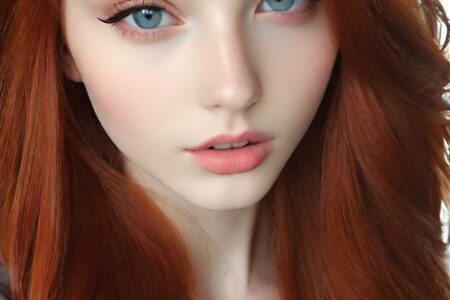 AI girl with red hair wallpaper