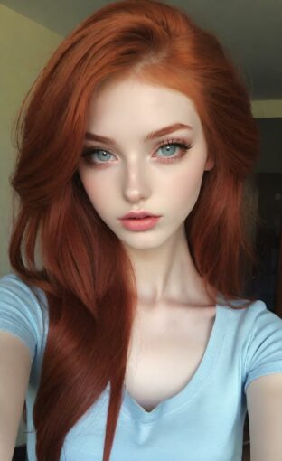 AI girl with red hair wallpaper