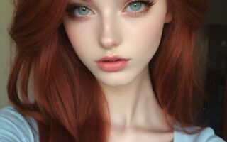 AI girl with red hair wallpaper