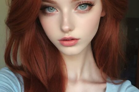 AI girl with red hair wallpaper