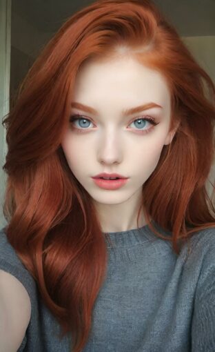 AI girl with red hair wallpaper