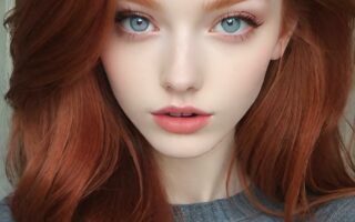 AI girl with red hair wallpaper