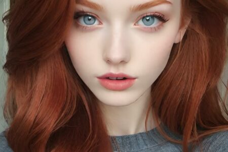 AI girl with red hair wallpaper