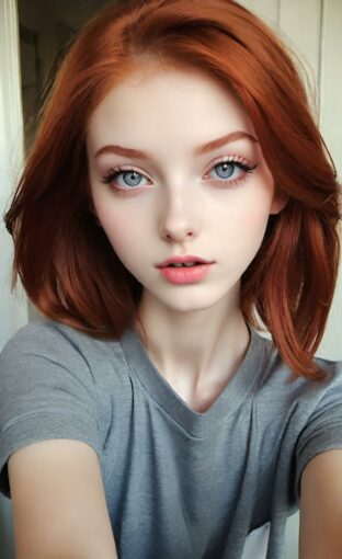 AI girl with red hair wallpaper