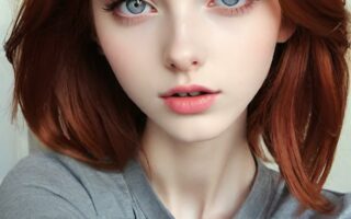 AI girl with red hair wallpaper