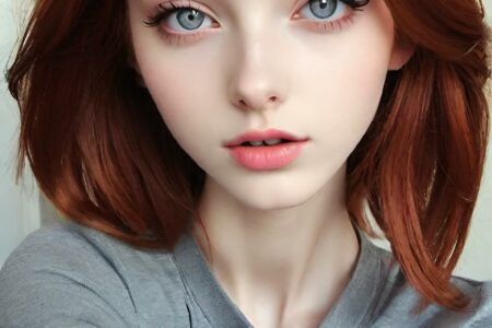 AI girl with red hair wallpaper