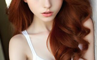 AI girl with red hair wallpaper