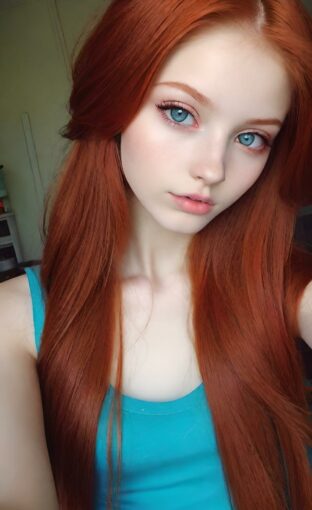 AI girl with red hair wallpaper