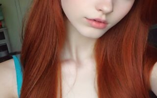 AI girl with red hair wallpaper