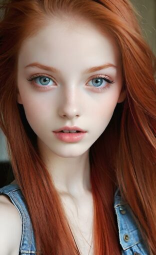 AI girl with red hair wallpaper