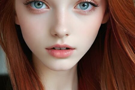 AI girl with red hair wallpaper