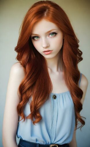 AI girl with red hair wallpaper