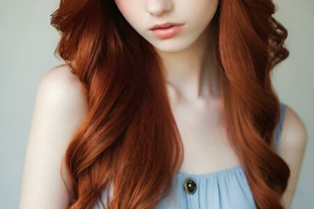 AI girl with red hair wallpaper