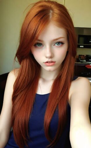 AI girl with red hair wallpaper