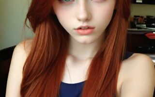 AI girl with red hair wallpaper