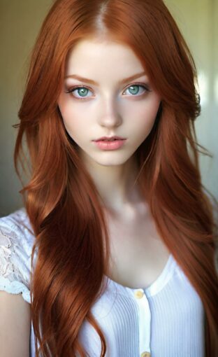 AI girl with red hair wallpaper