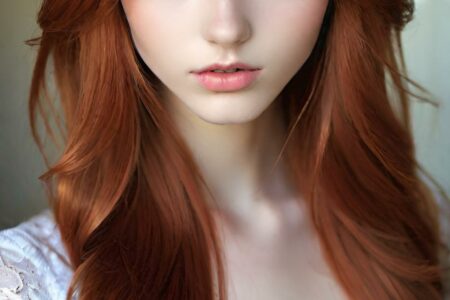 AI girl with red hair wallpaper
