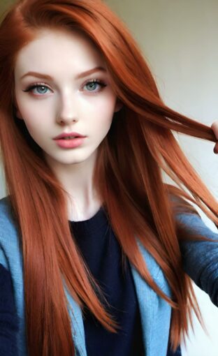 AI girl with red hair wallpaper