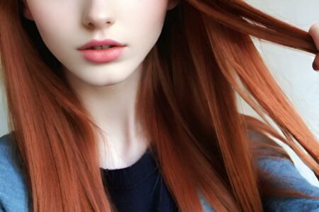 AI girl with red hair wallpaper