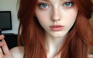 AI girl with red hair wallpaper