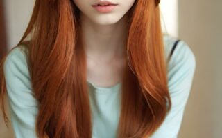 AI girl with red hair wallpaper