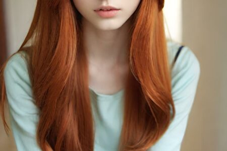 AI girl with red hair wallpaper
