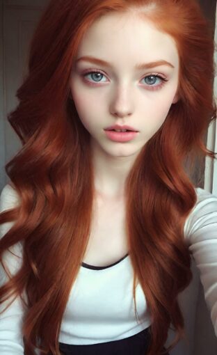 AI girl with red hair wallpaper