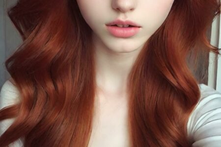 AI girl with red hair wallpaper