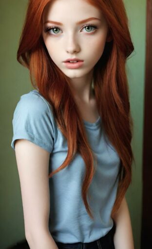 AI girl with red hair wallpaper