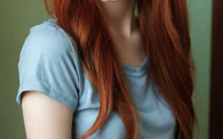 AI girl with red hair wallpaper